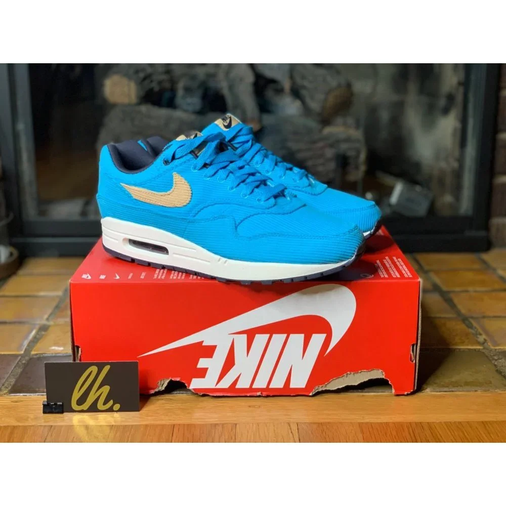 Size 9.5 Nike Air Max 1 PRM Corduroy “Baltic Blue” Athletic Sneakers FB8915-400 - Picture 3 of 8